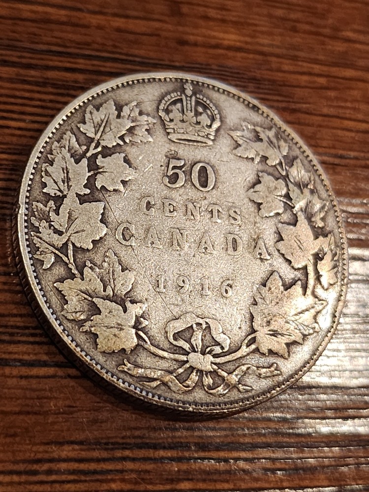 1916 Canada 50 Cents Silver Coin