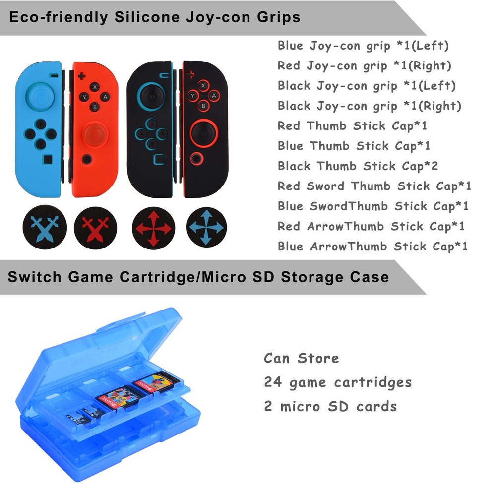 Accessories Kit for Nintendo Switch / Switch OLED Model Games Bundle Wheel Gr...
