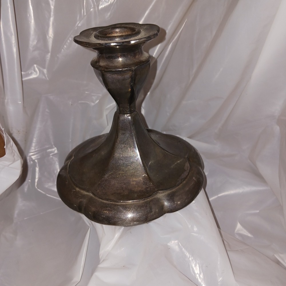 Set Of 2 Silverplate BM Co. Candle Holders
