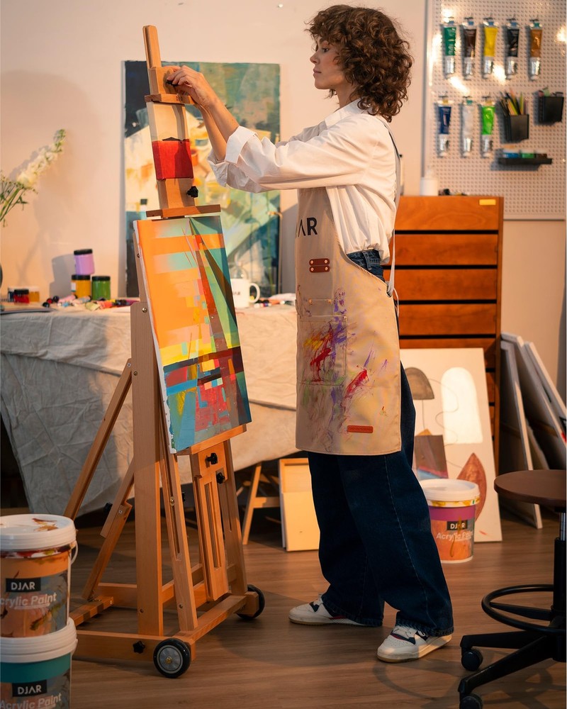 Large H-Frame Easel, Versatile Adjustable Beech Wood Studio Easel for Paintin...