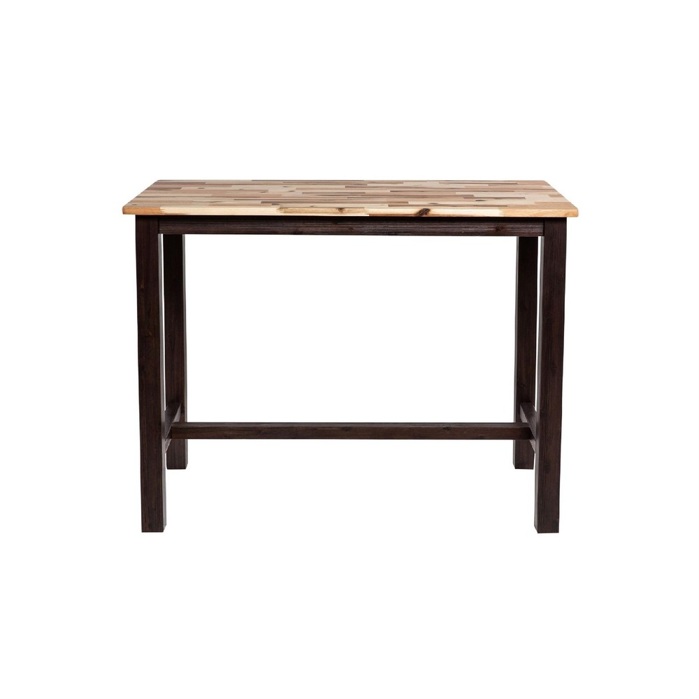 Amber Pub Table-47 Inch Rectangular Top-Espresso Brown Trestle Base