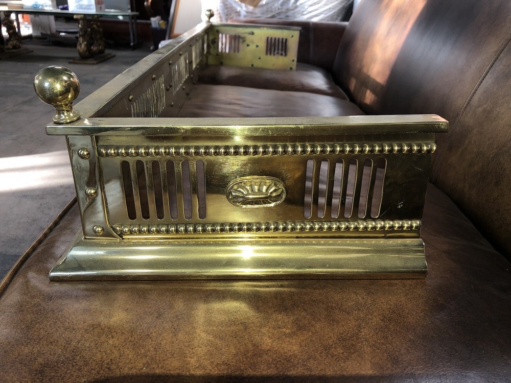 Polished Brass Regency Style Fireplace Fender