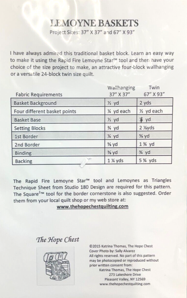THE HOPE CHEST #THC007 - LEMOYNE BASKETS PATTERN, 2 SIZES