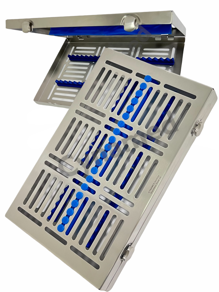 2PK - Sterilization Cassette w/ Button Locks & Silicone Inserts 11" x 7" x 1"