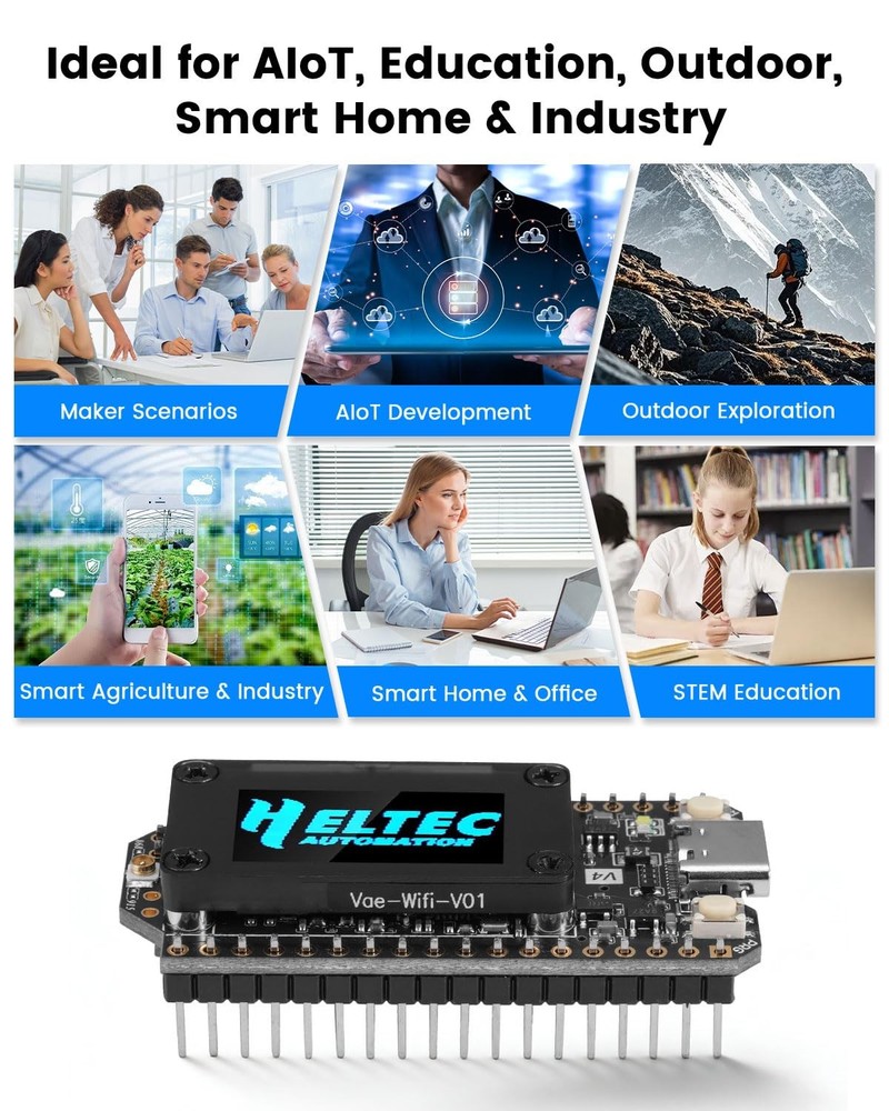 WiFi LoRa 32 V4 ESP32 Development Board with OLED Display, GPS Module, 27dBm ...