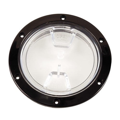 Beckson 4" Clear Center Screw Out Deck Plate - Black (DP40-B-C)