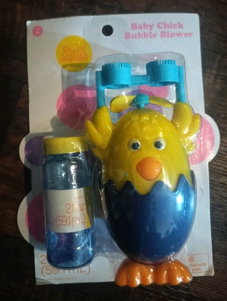 Baby Chick Bubble Blower Machine with Solution - Yellow Easter Chick, New