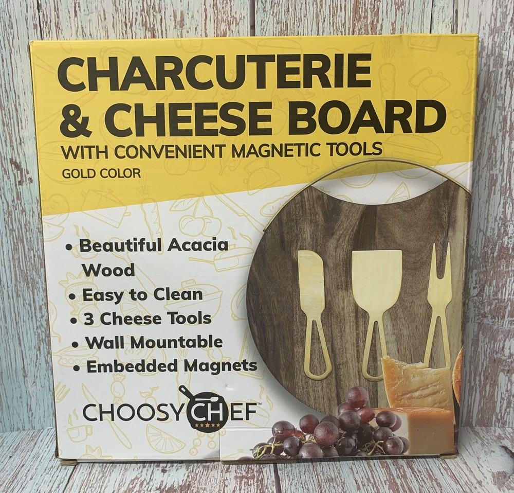 CHOOSY CHEF  CHARCUTERIE & CHEESE BOARD WITH CONVENIENT MAGNETIC TOOLS