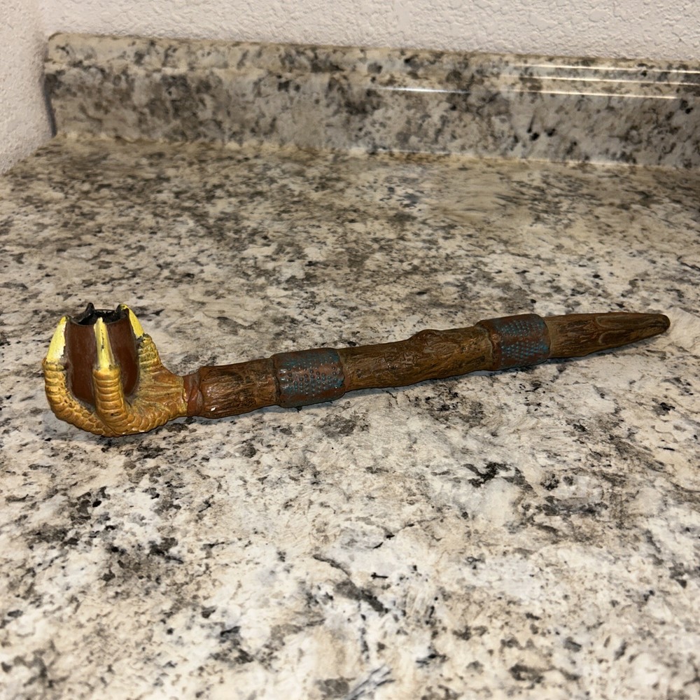Vintage Unmarked Ceramic Pipe Eagle Dragon Claw Native American 12”