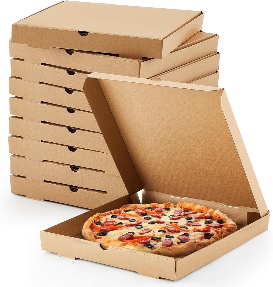 Corrted Pizza Boxes Inches, Grease Resistant Kraft Takeout