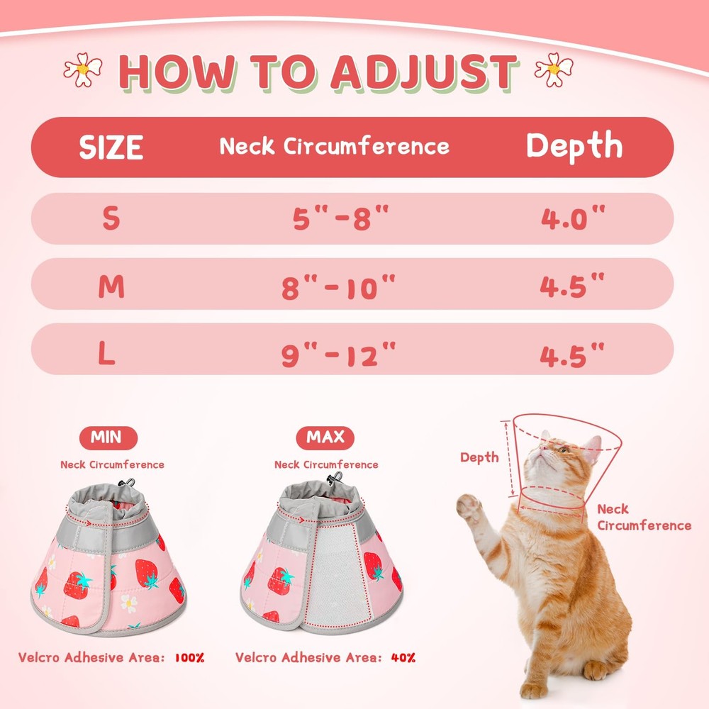 Cat Cone Collar Soft to Stop Licking, Adjustable, Foldable Lightweight Kitten...