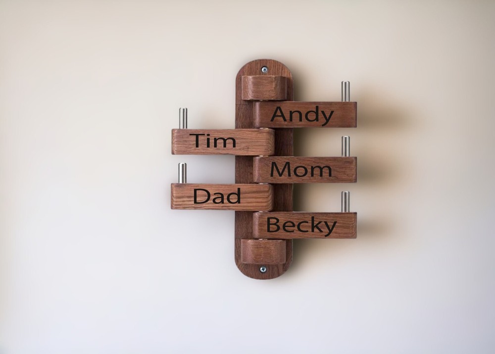 Walnut coat rack , Personalized coat rack , Swivel coat rack
