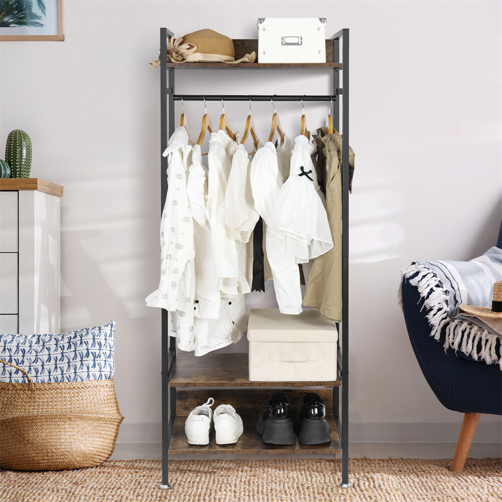 Sturdy Clothes Rack Freestanding Garment Storage Shelf Adjustable Kitchen Shelf