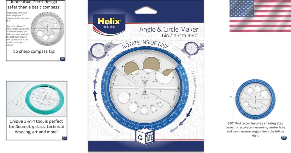 Durable 360-Degree Geometrical Protractor: 6-Inch Angle Maker for Precision Use