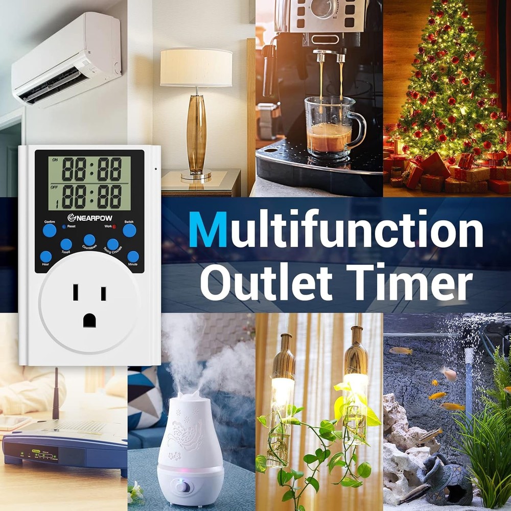 Timer Outlet, Nearpow Multifunctional Infinite Cycle Programmable Blue