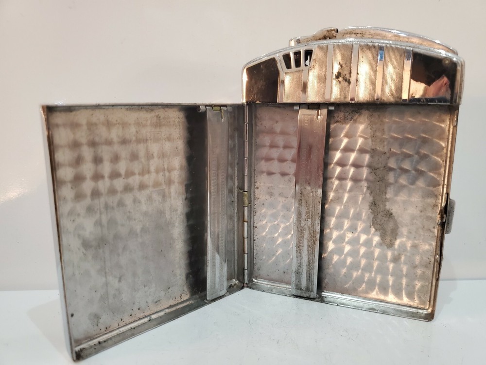 ANTIQUE Working Ronson TWENTYCASE Cigarette Case Lighter ENAMEL & SILVER 3082.14