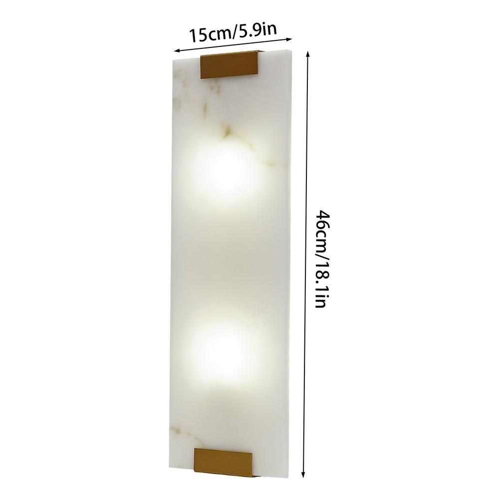 Rectangular G9 Light Wall Lamp Hand-Carved Alabaster Sconce Bedroom Kitchen US