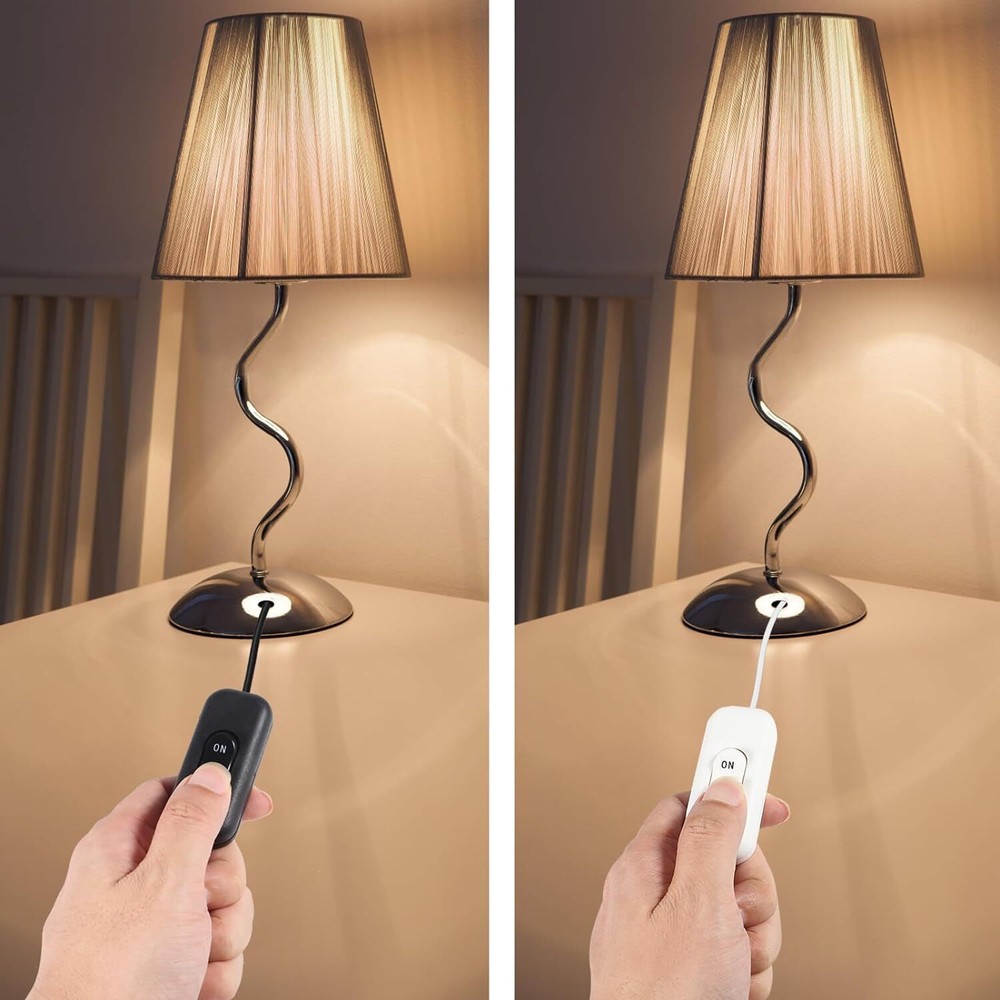 XIITIA 2pcs Inline Cord Switch, On Off Button Control Lamp Appliance White