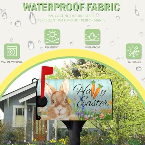 Happy Easter Mailbox Covers Large Size Spring Bunny Rabbit Magnetic Mail Post