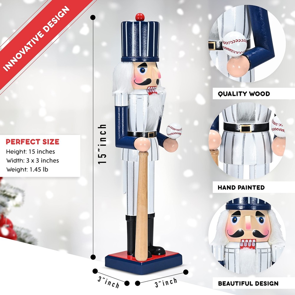 Ornativity Christmas Baseball Player Nutcracker - Baseball Player with White ...
