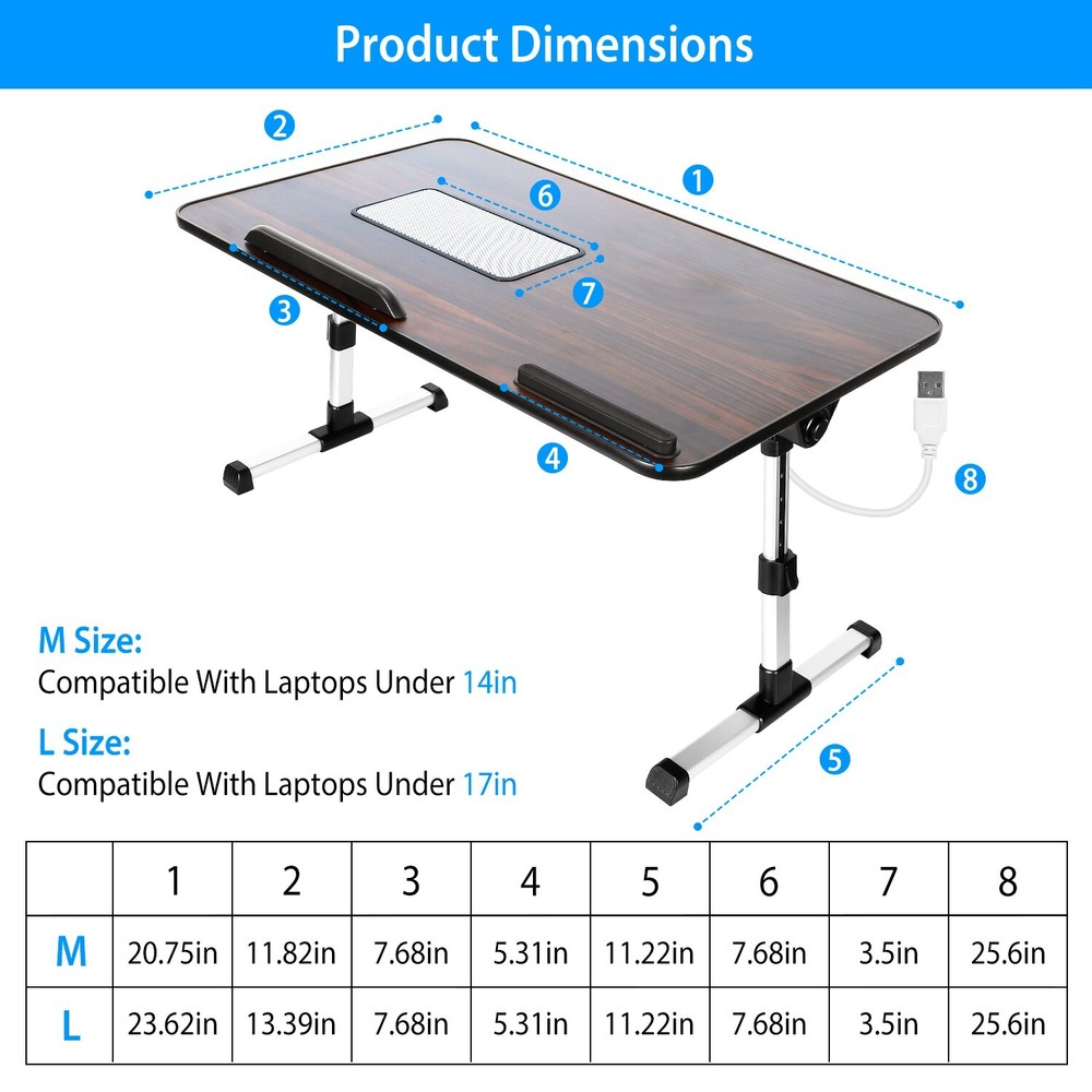 Foldable Laptop Table Stand Lap Sofa Bed Tray Computer Notebook Desk Adjustable