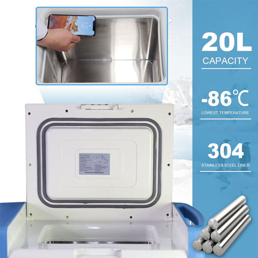 20L -86℃ Ultra-low Temperature Freezer Quick Freezer Refrigerator Lab Storage