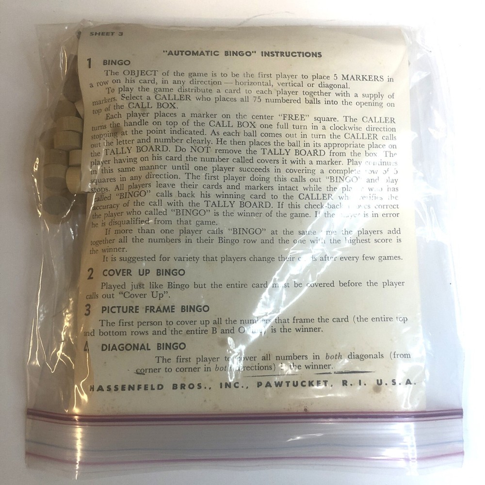 Rare Vintage 1967 Hasbro Automatic Bingo Game