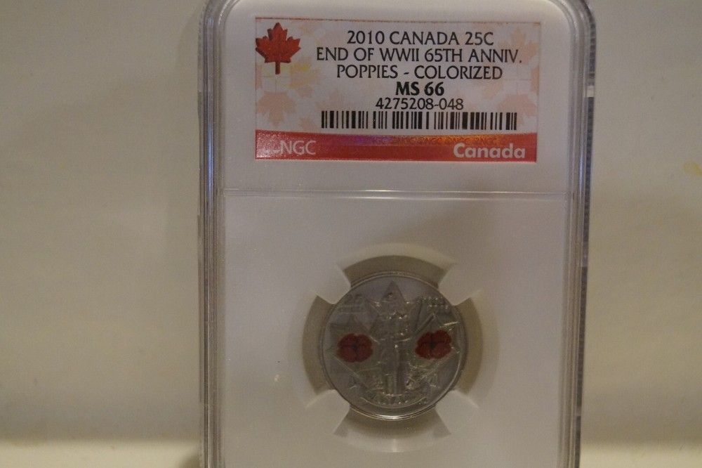 2010 NGC MS66 Colorized Poppies 25C