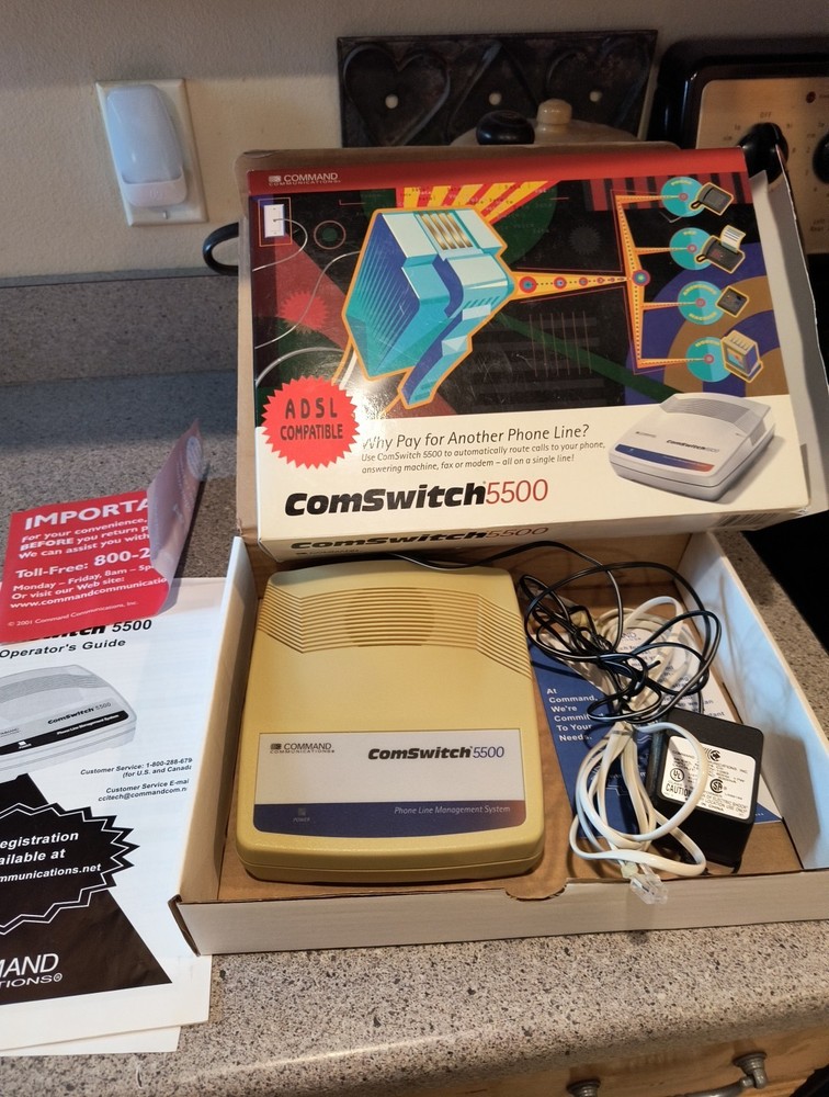 Vintage 1996 ComSwitch 5500 Automatic Phone Line Sharing Device