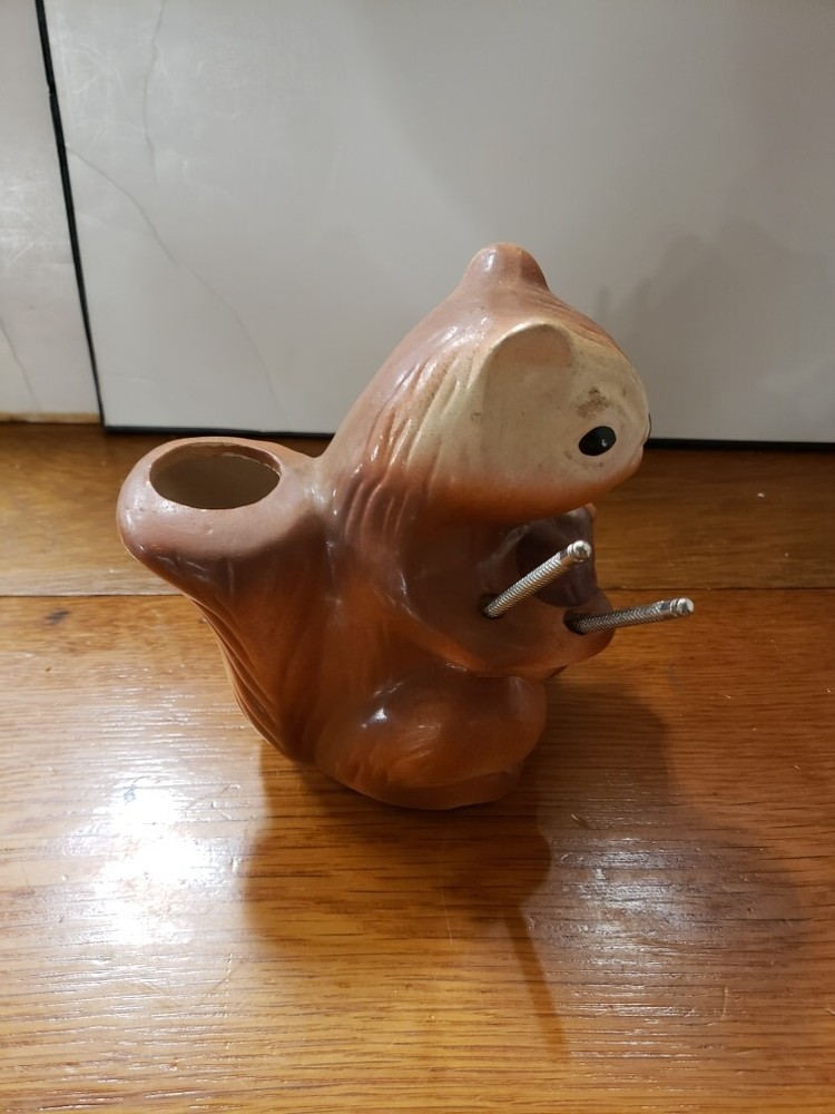 Vintage Ceramic Squirrel Nutcracker With 4 Picks Tools