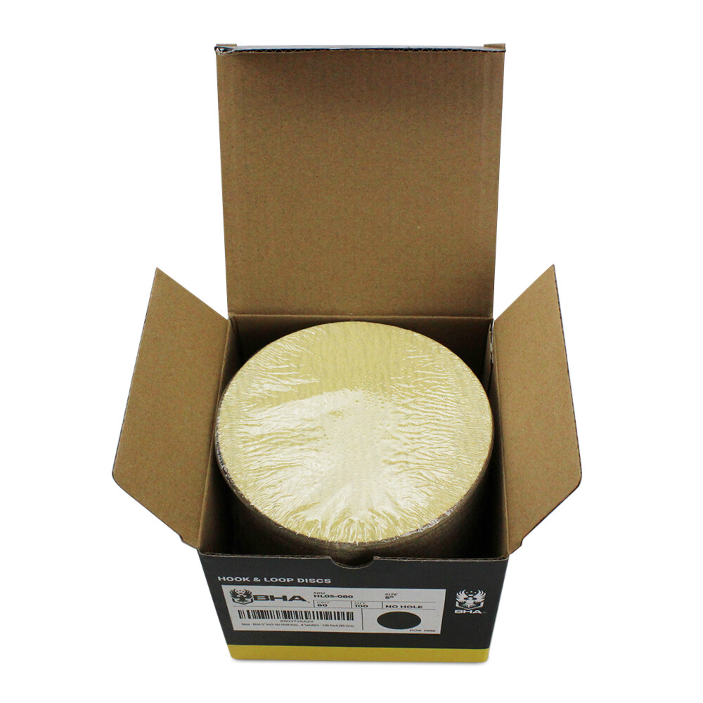 100 Pack - 5" Inch 150 Grit No Hole Hook & Loop Sanding Discs Orbital DA Disks