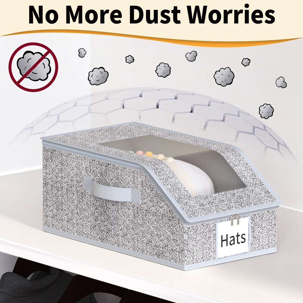 3 Pack Stackable Hat Organizer for Baseball Caps, Hat Storage with Clear Wind...