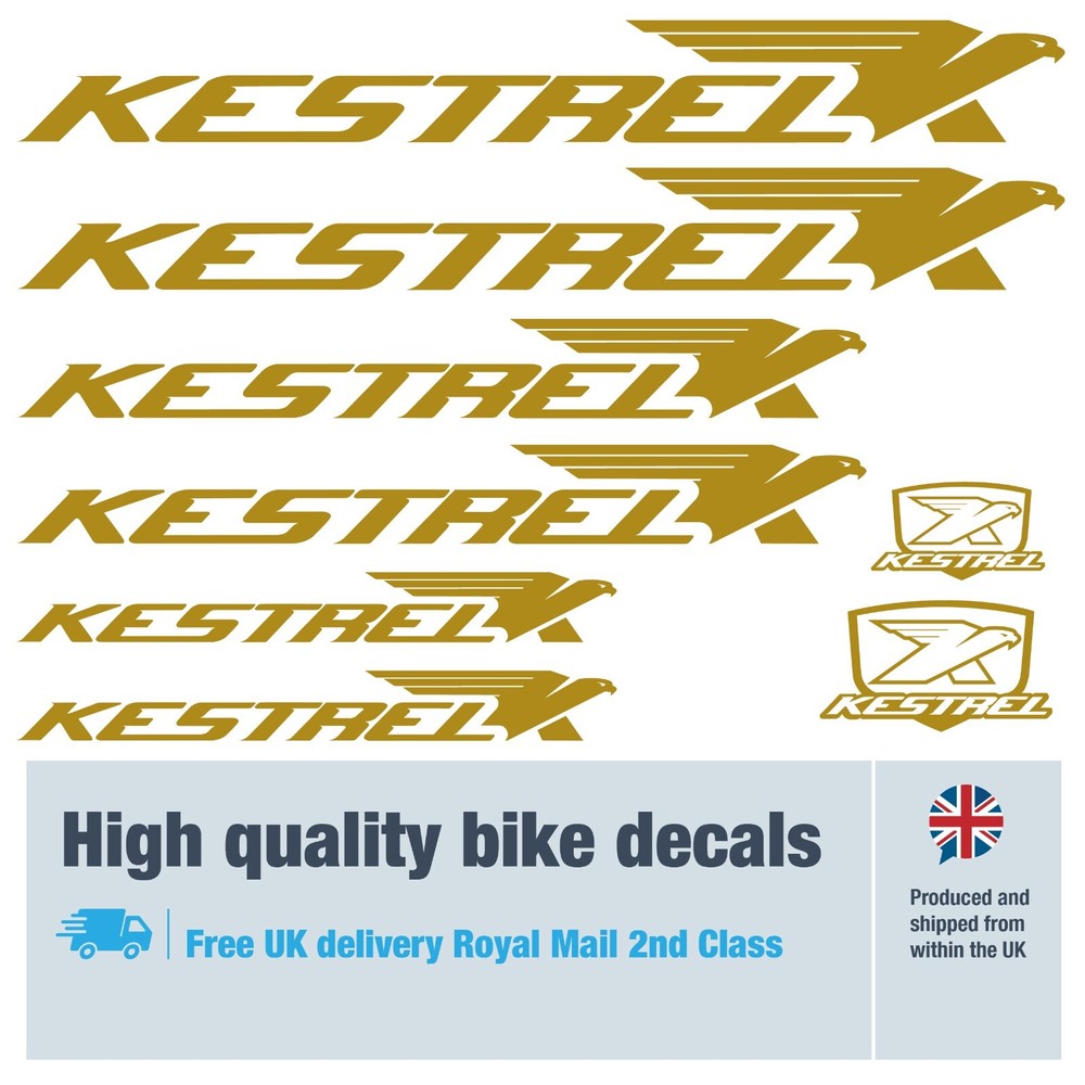 Kestrel solid bike labels / decals , 5+ years external quality (23 pack)