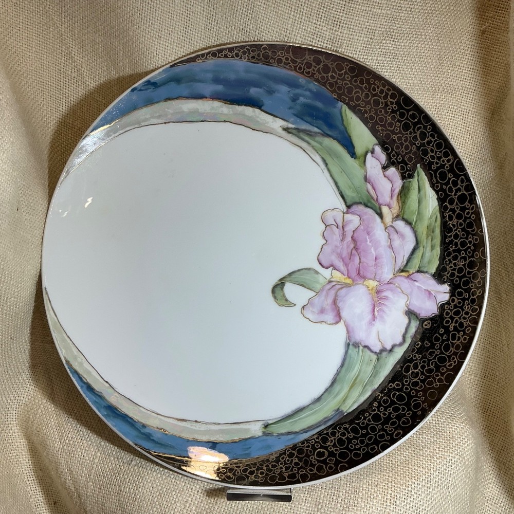 Purple Iris luster serving platter chop plate