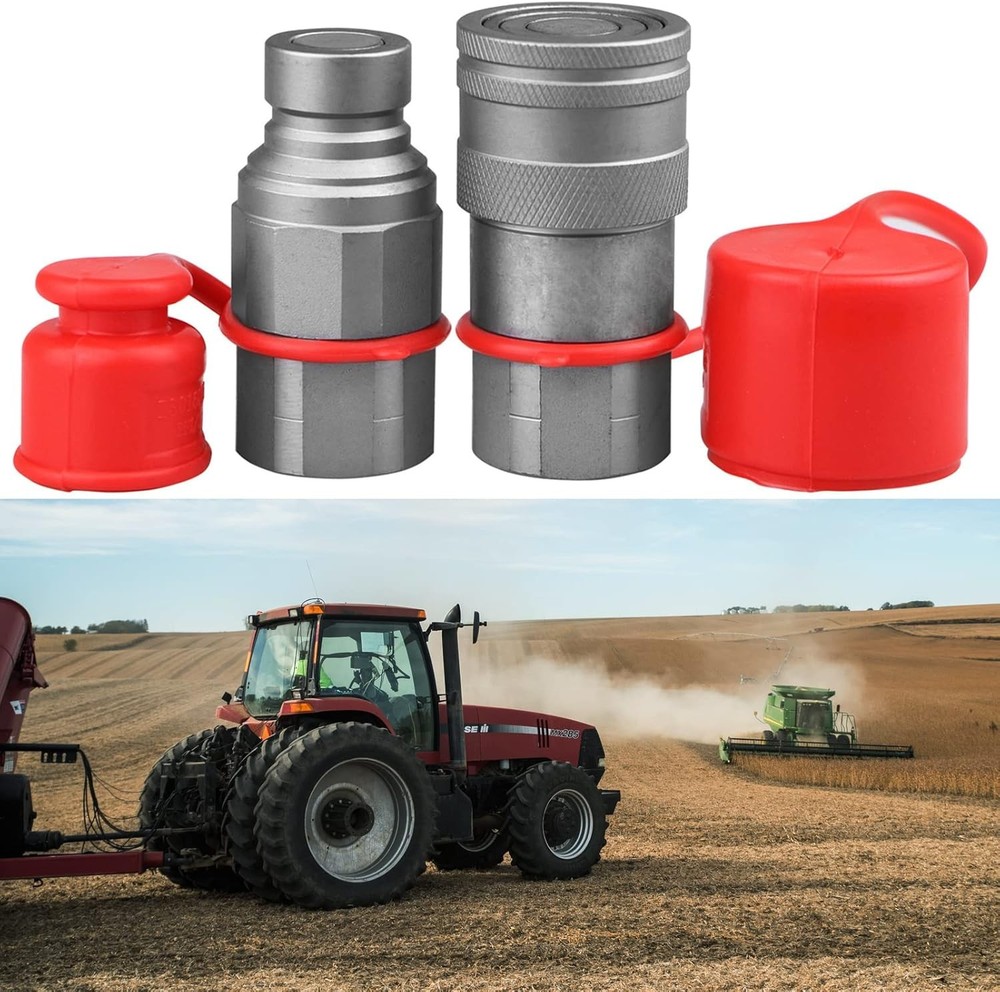 Skid Steer 1/2" ISO 16028 Body + SAE Thread, Red, Silver