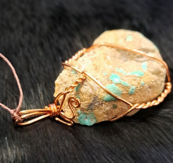 Amazonite in Copper Wrap Pendant