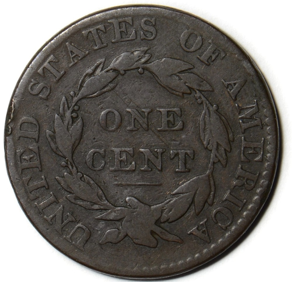 1822 Coronet Head Large Cent - Rim Ding - Fine