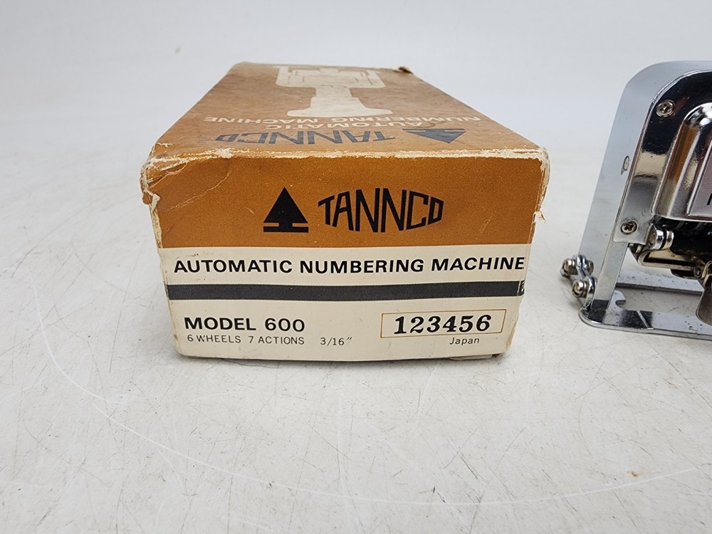 Vintage Tannco Model 600 Automatic Numbering Machine Tested Box AS IS
