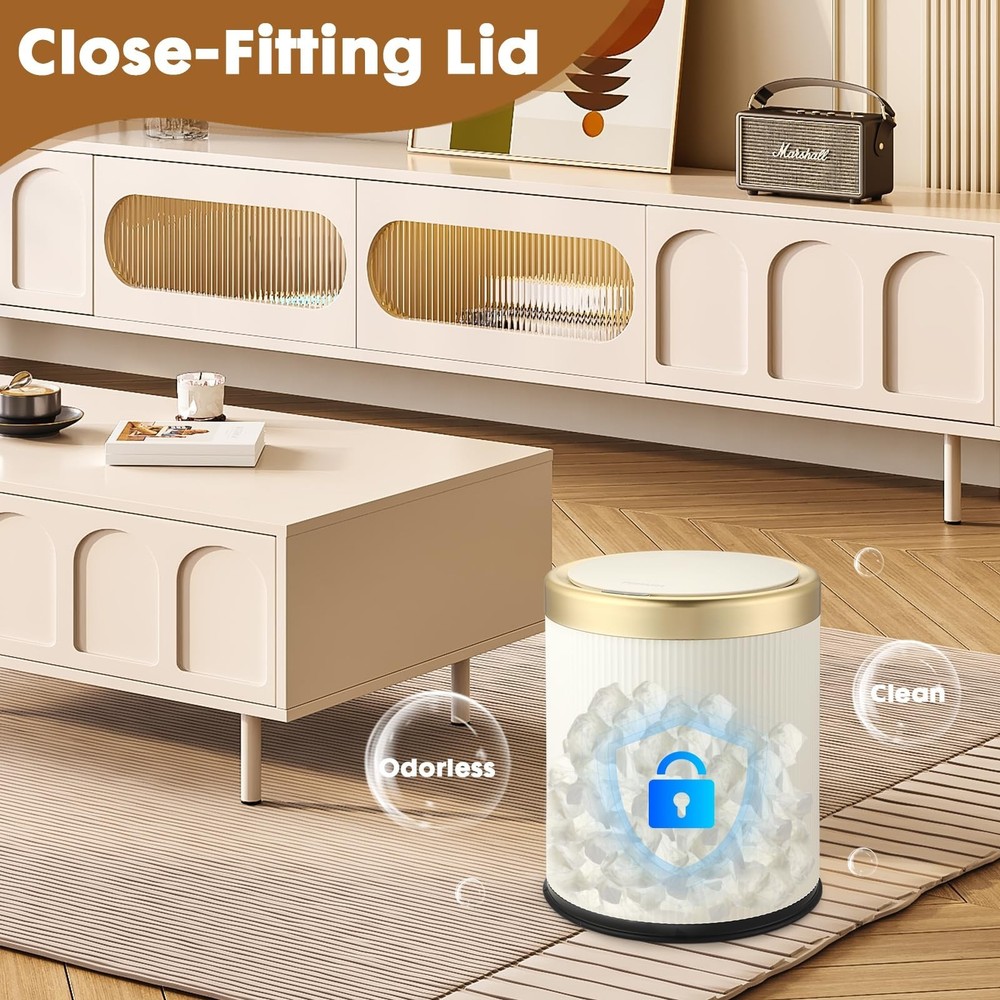 Automatic Motion Sensor Bathroom Trash Can with Lid, 2.8 Gallon Touchless Tra...