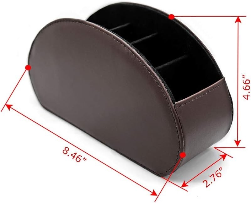 Remote Control Holder Organizer Table Desk Leather Control Storage Dark Brown