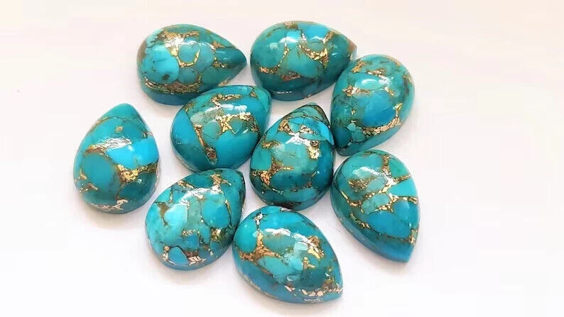 AAA+ Blue Copper Turquoise "Smooth" Pear Shape Loose Gemstone