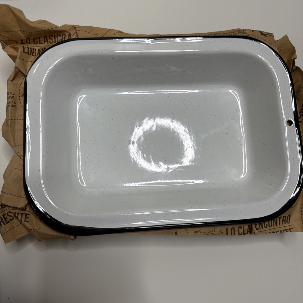 23 piece Enamel Camping Tableware Set Cookware Dinnerware 23 Piece White Specks
