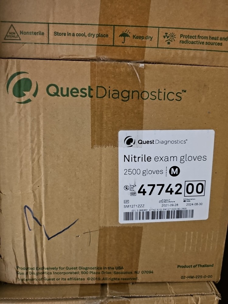 Quest Diagnostic Medium 47742 Nitrile Ecam Gloves 2500 Ct