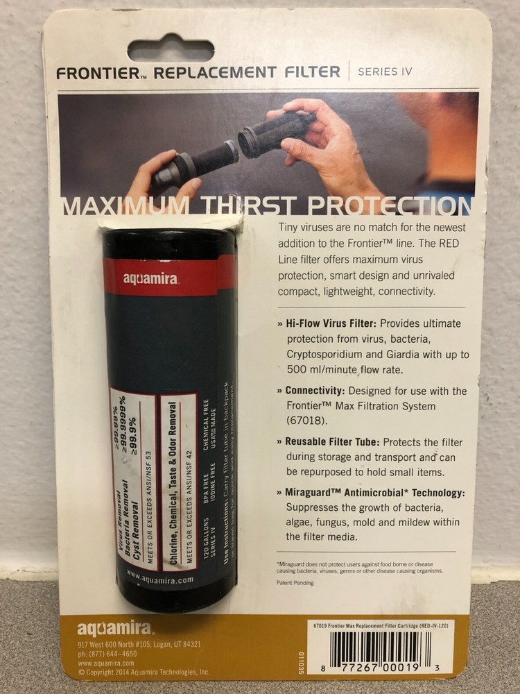Aquamira 67019 Frontier Hydration System Replacement Water Filter