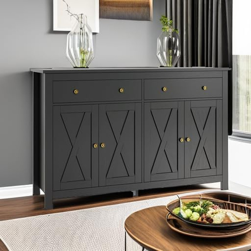 Sideboard Buffet Cabinet with Storage, 55" Large Kitchen Storage Cabinet with 2