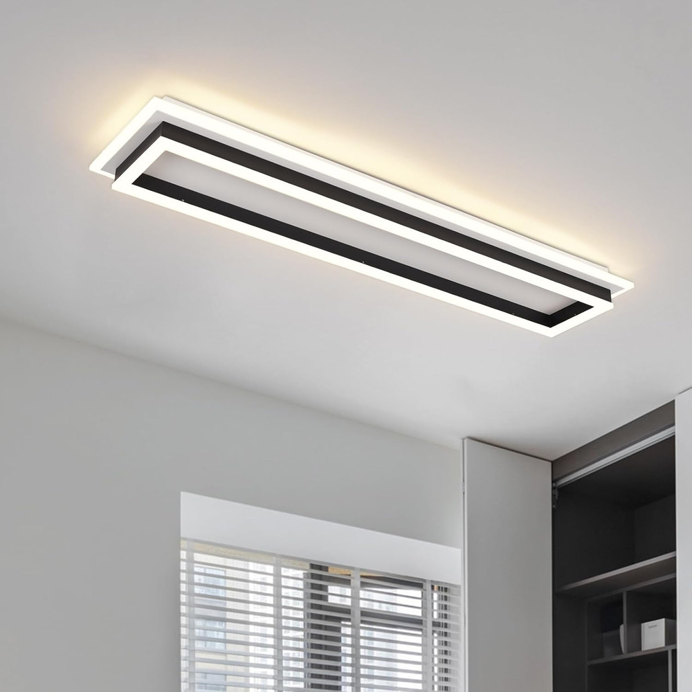 Dimmable LED Ceiling Light with Remote - Modern 31.5" Linear Flush Mount