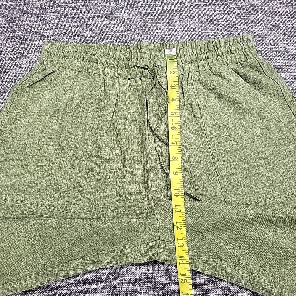 Indigo Thread Co Women's Casual Drawstring Pull On Pants Pockets Medium Sz Green
