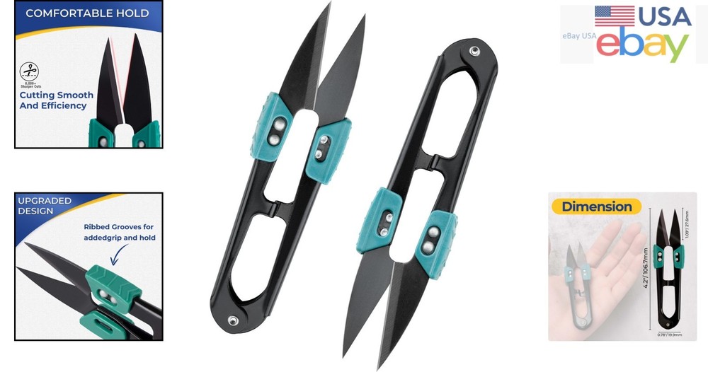 Ergonomic 4.2" High Carbon Steel Thread Snips - Ambidextrous Design 2 Pack