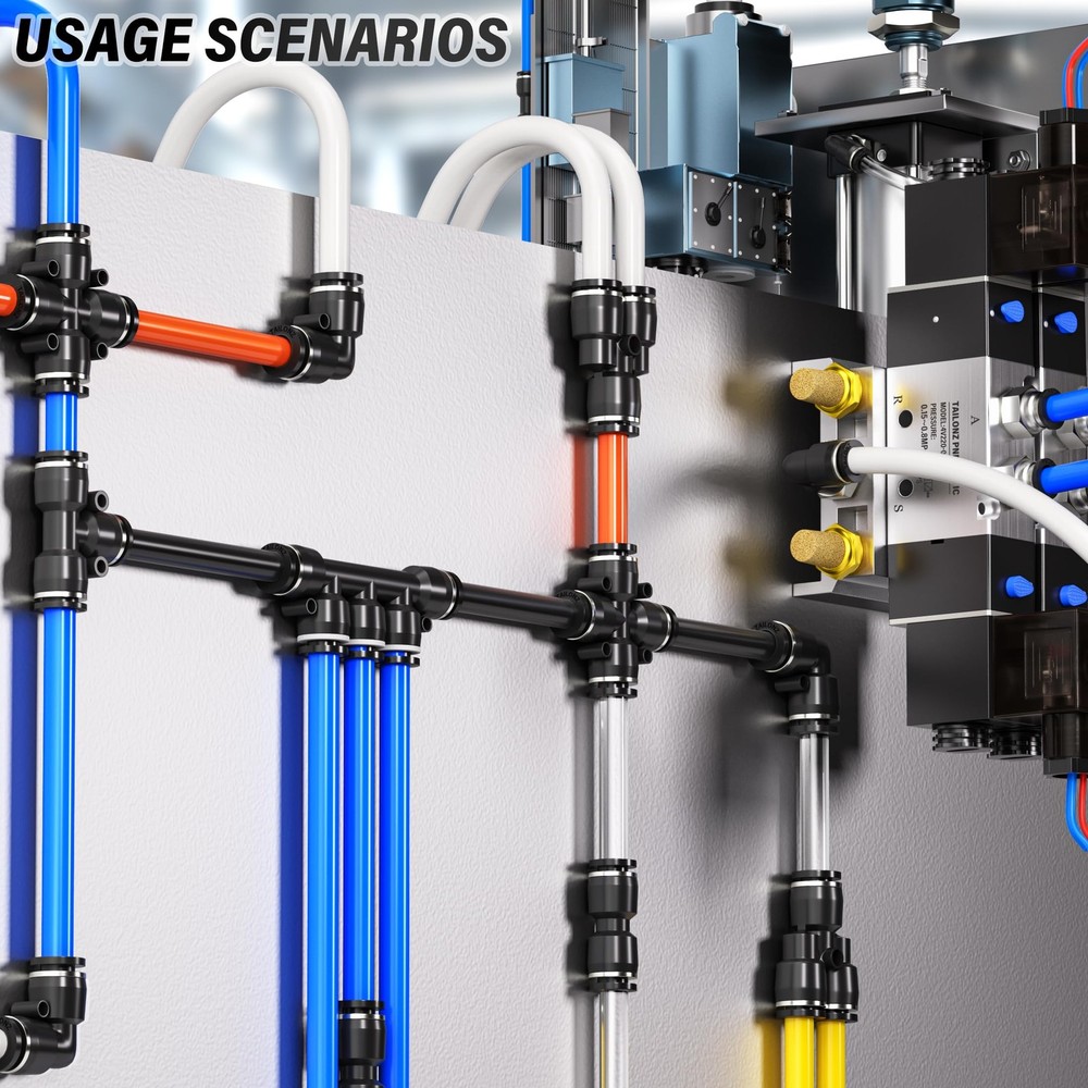 TAILONZ PNEUMATIC Blue 6mm OD 4mm ID Polyurethane PU Air Hose Pipe Tube Kit 1...