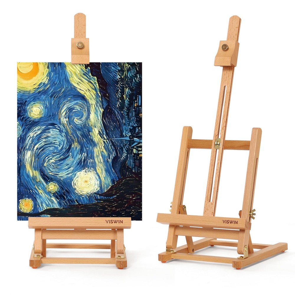 VISWIN H-Frame Tabletop Easel for Painting, Adjustable Beech Wood Table Top Ease